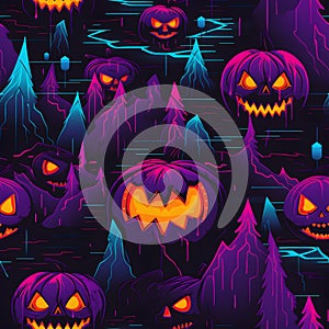 AI generated illustration of a spooky creepy Halloween pattern background