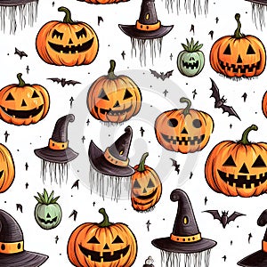 AI generated illustration of a spooky creepy Halloween pattern background