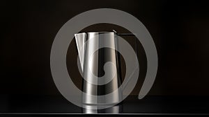 AI-generated illustration of a stainless steel water jug isolated on a dark background