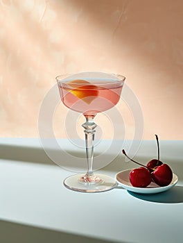 AI generated illustration of a Summer Cocktail with Cherries and Citrus