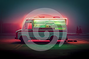 AI-generated illustration of Tacos food truck in the parking lot