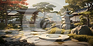 AI generated illustration of a traditional Japanese zen garden