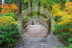 AI generated illustration of a traditional wooden bridge with a worn wooden pathway