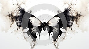 AI-generated illustration of Two butterfly wings spread out in a symmetrical formation