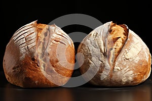 AI generated illustration of two loaves of bread placed side by side on a table