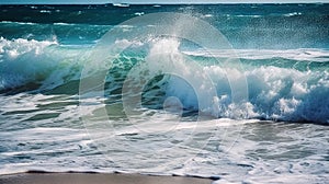 AI generated illustration of a vast body of water with waves crashing