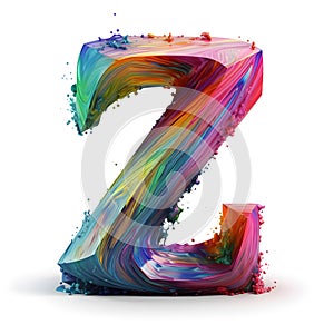 AI generated illustration of a vibrant colorful letter Z isolated on the white background photo
