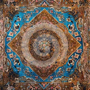 AI-generated illustration of a vibrant and detailed Persian carpet.