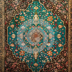 AI-generated illustration of a vibrant and detailed Persian carpet.