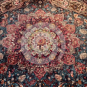 AI-generated illustration of a vibrant and detailed Persian carpet.