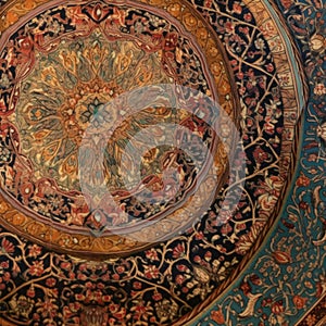 AI-generated illustration of a vibrant and detailed Persian carpet.