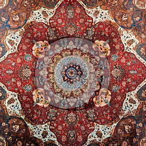 AI-generated illustration of a vibrant and detailed Persian carpet.