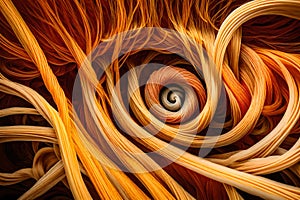 AI generated illustration of a vibrant orange yellow textured spiral background