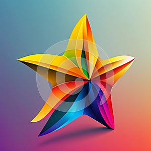 AI generated illustration of a vibrant origami star with a vibrant color palette