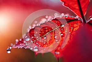 AI generated illustration of A vibrant leaf with droplets of fresh water glistening on its surface