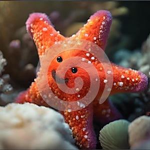 AI generated illustration of A vibrant red starfish