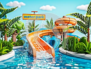 Water park play time with water slide photo