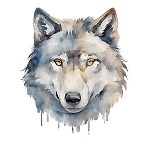 AI generated illustration of a watercolor design of a wolf