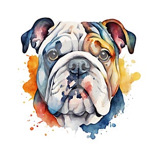 AI generated illustration of a watercolor painting of a big dog with spotted pattern