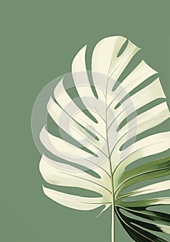 AI generated illustration of a white leaf on the green background