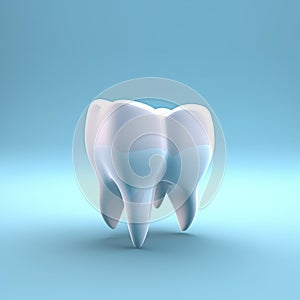 AI generated illustration of a white tooth on a blue background