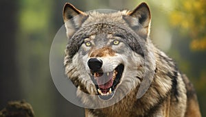 AI generated illustration of a wild wolf howling in the forest