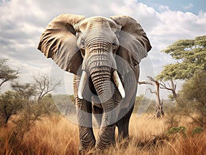 Ai Generated illustration Wildlife Concept of Africa Elephant