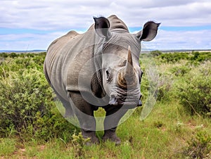 Ai Generated illustration Wildlife Concept of African black rhino