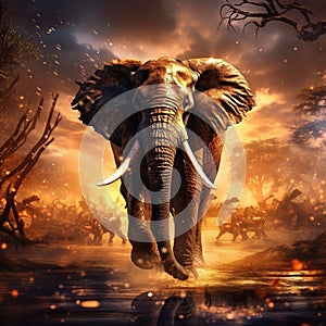 Ai Generated illustration Wildlife Concept of African Elephant Kenya