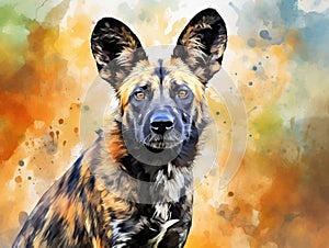 Ai Generated illustration Wildlife Concept of African Wild Dog