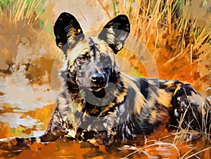 Ai Generated illustration Wildlife Concept of African Wild Dog