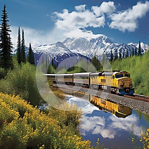 Ai Generated illustration Wildlife Concept of Alaska Railroad Scenic Trips