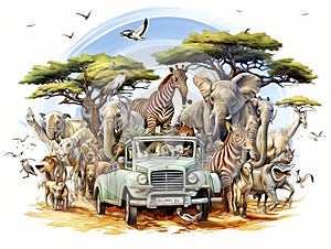 Ai Generated illustration Wildlife Concept of All terrain safari zebra