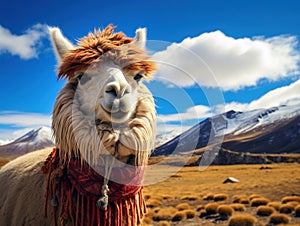 Ai Generated illustration Wildlife Concept of Alpaca Peru