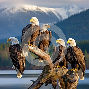 Ai Generated illustration Wildlife Concept of American Bald Eagles