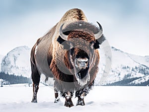 Ai Generated illustration Wildlife Concept of American Bison in Yellowstone National Park