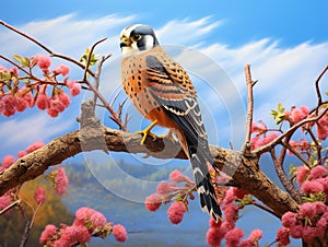 Ai Generated illustration Wildlife Concept of American Kestrel (Falco sparverius)