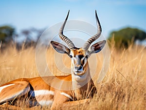 Ai Generated illustration Wildlife Concept of Antelope in safari park in South Africa