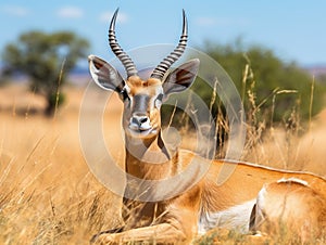 Ai Generated illustration Wildlife Concept of Antelope in safari park in South Africa