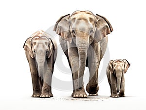 Ai Generated illustration Wildlife Concept of Asian elephant familys walking