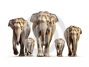 Ai Generated illustration Wildlife Concept of Asian elephant familys walking