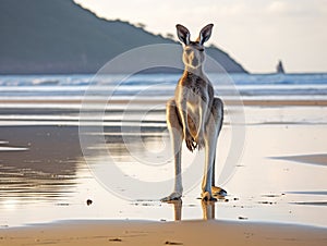 Ai Generated illustration Wildlife Concept of Australian eastern grey kangaroo mackay queensland