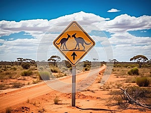 Ai Generated illustration Wildlife Concept of Australian wildlife crossing sign