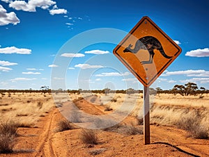 Ai Generated illustration Wildlife Concept of Australian wildlife crossing sign