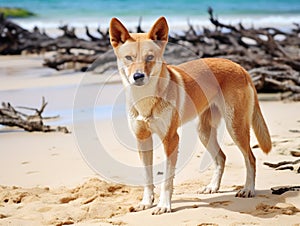 Ai Generated illustration Wildlife Concept of Australien dingo - wild dog - Fraser Island Australia