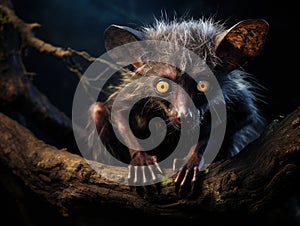 Ai Generated illustration Wildlife Concept of Aye-aye nocturnal lemur of Madagascar