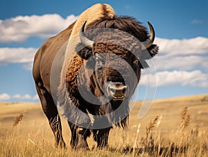 Ai Generated illustration Wildlife Concept of Badlands American Bison Bull (Bison bison)