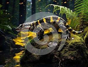 Ai Generated illustration Wildlife Concept of Barred Tiger Salamander Ambystoma mavortium