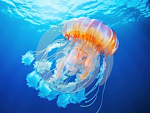 Ai Generated illustration Wildlife Concept of Beautiful Jelly Fish
