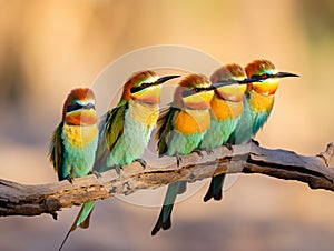 Ai Generated illustration Wildlife Concept of Bee-Eaters - Okavango Delta - Botswana